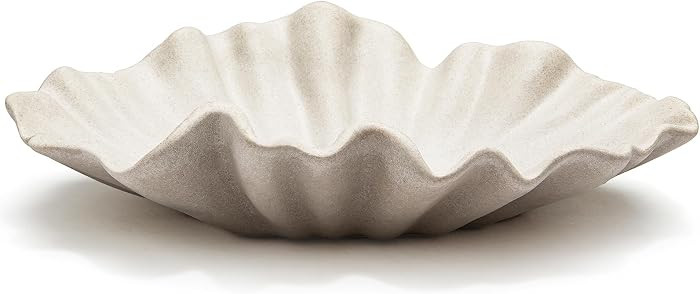 Beige Large Decor Bowl for Key & Purse - 12.6" Resin Shell Bowls | Amazon (US)