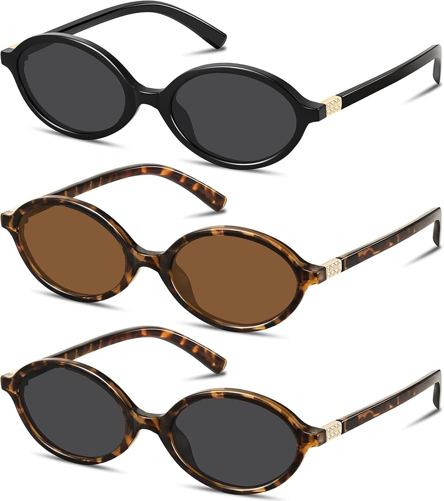 Retro Oval Sunglasses for Women Vintage 90s Y2k Designer Trendy Shades UV Protection Sun Glasses | Amazon (US)