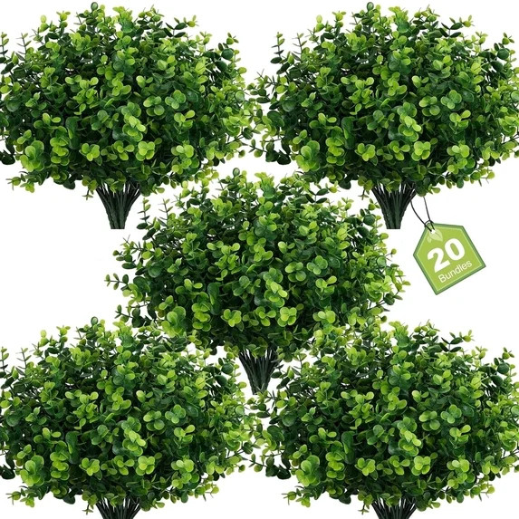 Scidweet 20 Bundles Artificial Plants Outdoor, Greenery Faux Fake Plastic Plants for Outside Spri... | Walmart (US)