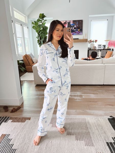 Blue floral pajamas that I love! Perfect for postpartum and easy for pumping or nursing. Wearing size XS and it fits TTS. Appreciate that it has pockets! 

#LTKSeasonal #LTKstyletip