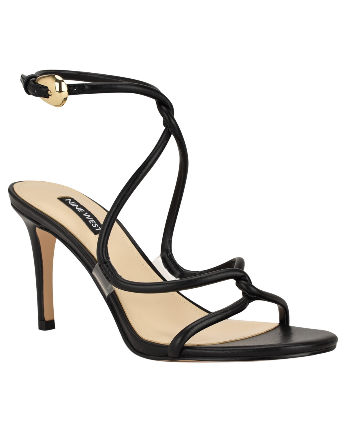 Nine West Women's Emerila Strappy Stiletto Dress Sandals - Black/Clear | Macy's