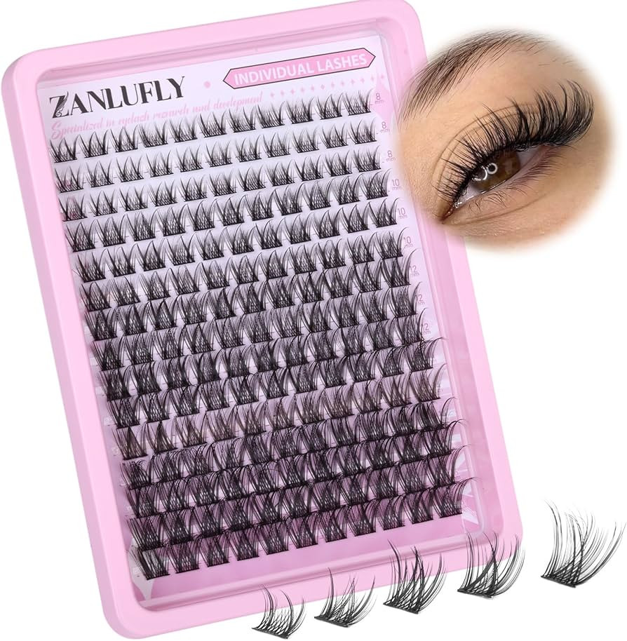 Lash Clusters Wispy Eyelash Clusters Natural C-Curly DIY Lash Extension zanlufly 180Pcs Thin Band... | Amazon (US)