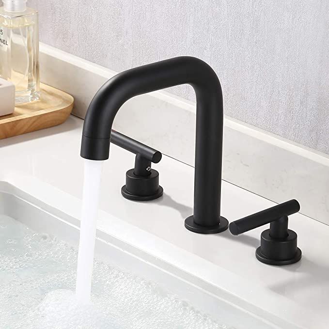 KES Matte Black 8-Inch Widespread Bathroom Faucet 3 Hole Modern Vanity Sink Faucet 2 Handle Brass... | Amazon (US)