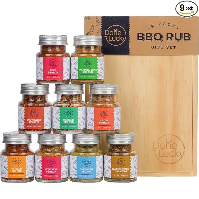 BBQ Rub Gift Set - Spice Gift Set in Premium Wooden Box - Great Grill Gift for Birthday, Father... | Amazon (US)