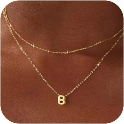 Bubble Initial Necklace: Personalized Layered Letter Pendant In Gold/Silver, Dainty Stackable Choker, Cute Teen Girl Gift | Target