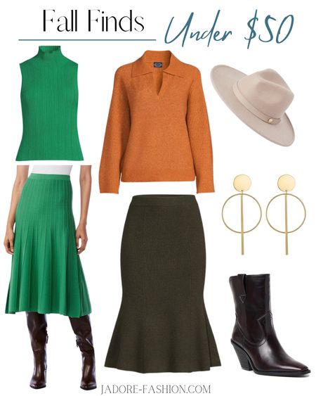 Fall is finally here and time to get your fall pieces. This pieces is are under $50.

Just picked up the green skirt and top and they fit true to size-stretchy too.

#fallstyle #boots #sweaterset #hat #fall

#LTKSeasonal #LTKshoecrush #LTKunder50