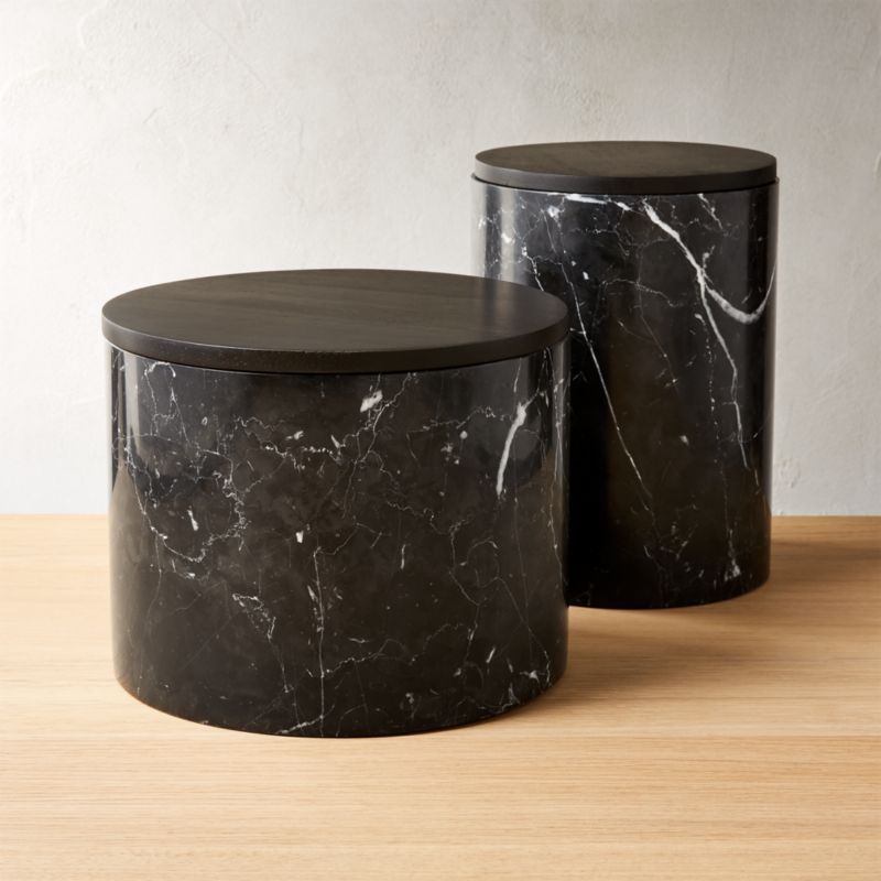Ishi Black Marble Canisters | CB2 | CB2