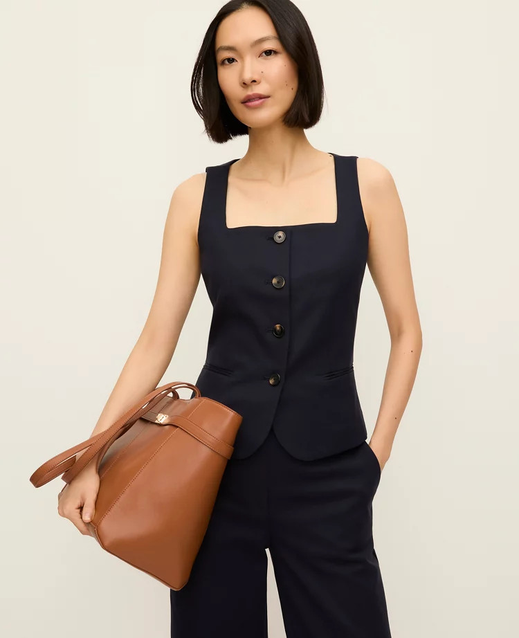 The Cutaway Square Neck Vest in Doubleweave | Ann Taylor