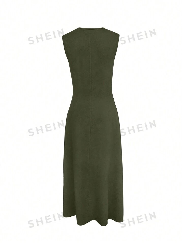 SHEIN Clasi Women's Black Twist Sleeveless Maxi Casual Dress, Summer | SHEIN USA | SHEIN