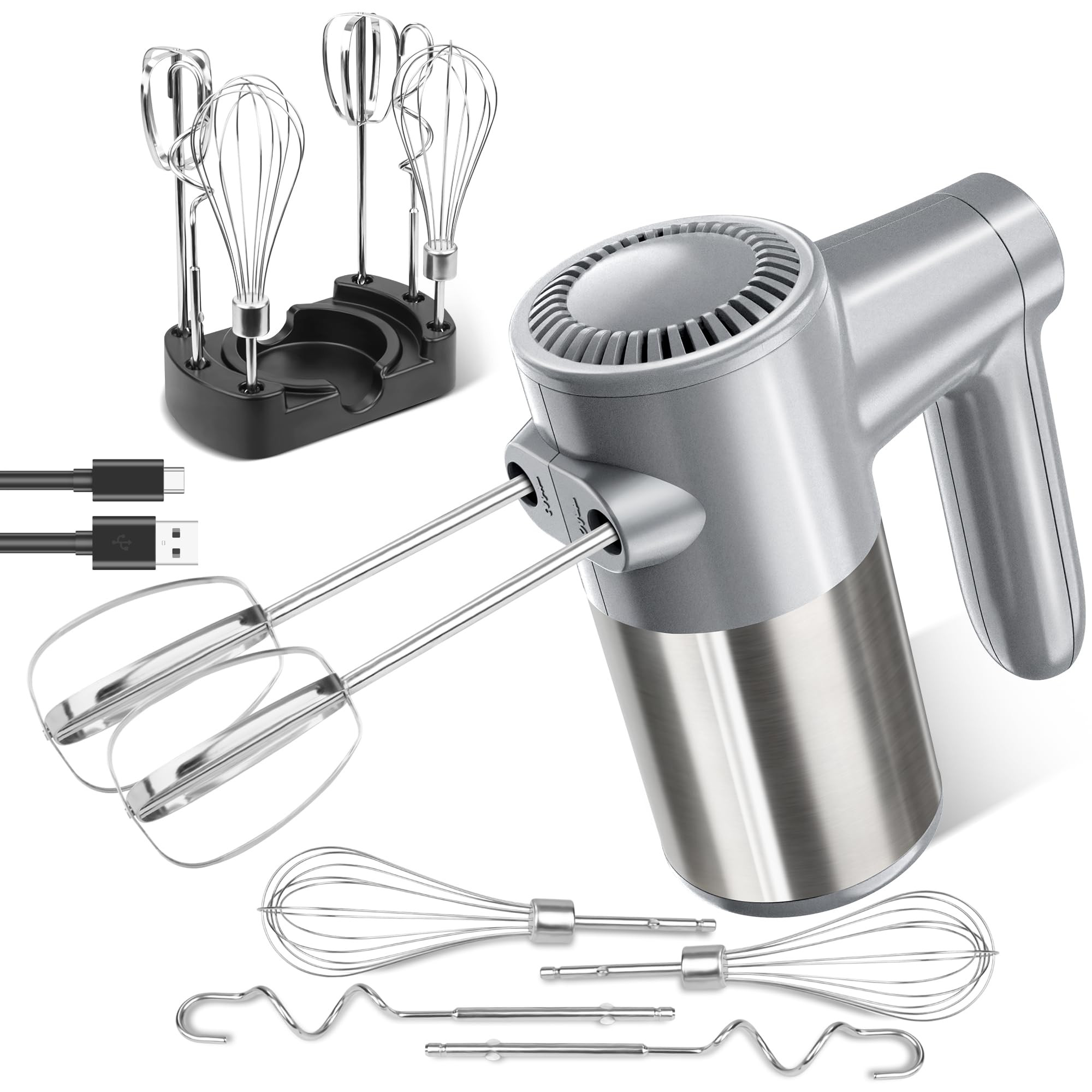 Cordless Electric Hand Mixer, 7 Speed Rechargeable Wireless Handheld Mixer with Eject Button, Lon... | Amazon (US)