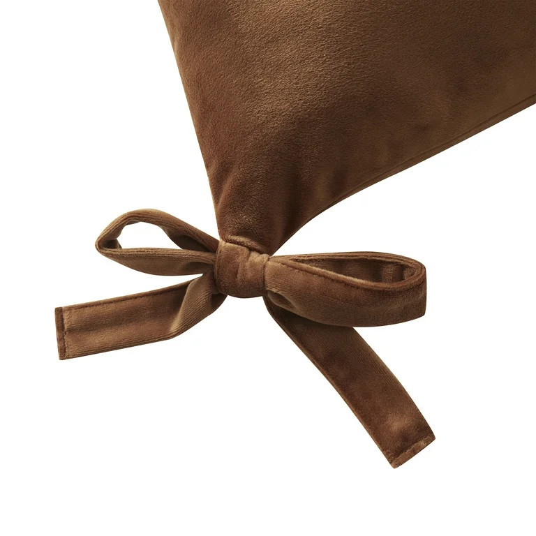 My Texas House 20" x 20" Ginger Velvet Bow Decorative Pillow Cover | Walmart (US)
