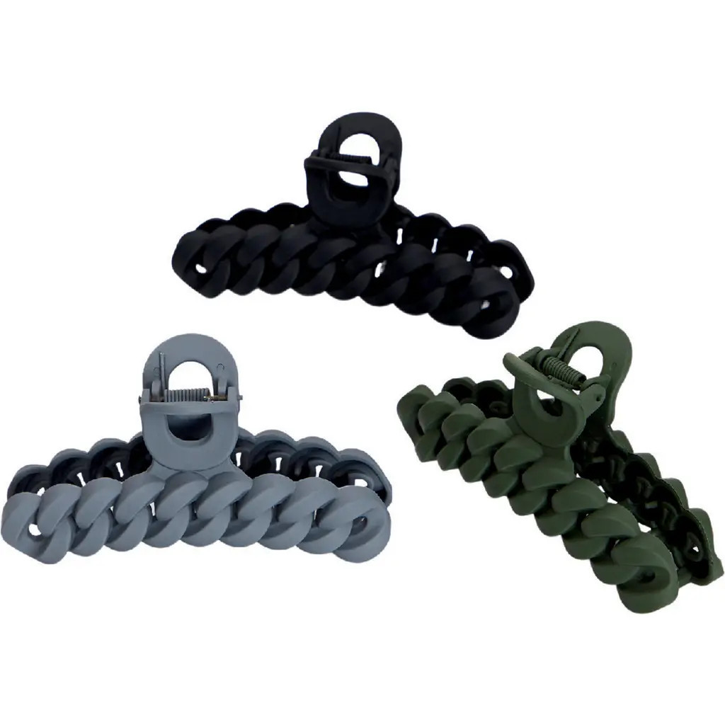 Kitsch 3-Pack Assorted Chain Claw Clips in Black & Moss at Nordstrom | Nordstrom
