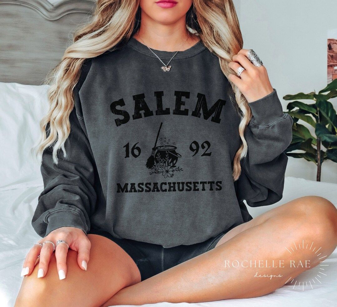 Salem Broom Sweatshirt 1692 Halloween Crewneck Massachusetts - Etsy | Etsy (US)
