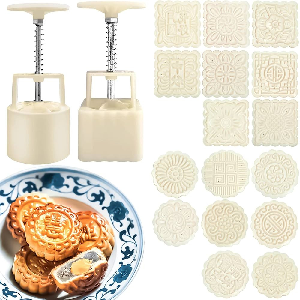 Chinese Traditional Mid-Autumn Mooncake Mold，Biscuit Stamping Machine，18 pcs 100g/125g Differ... | Amazon (US)