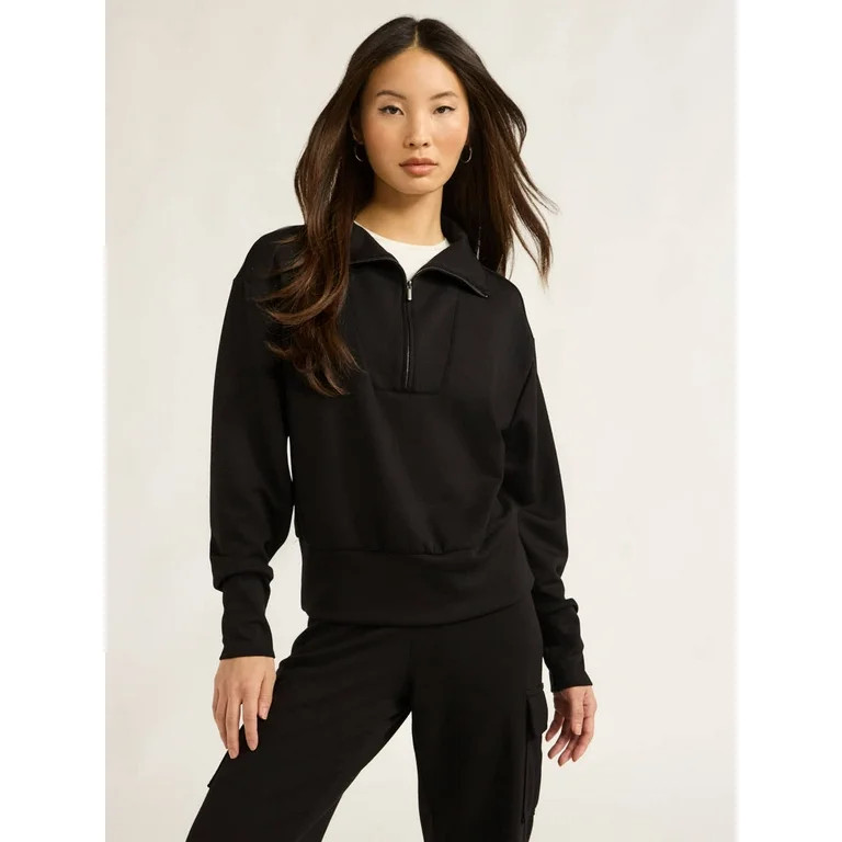 Scoop Women’s & Women's Plus Ultimate ScubaKnit Half Zip Sweatshirt, Sizes XS-4X | Walmart (US)
