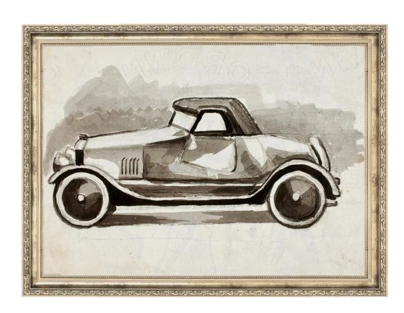 Roadster Vintage Painting | Kids Bedroom Decor | Nursery Print Wall Art | Etsy (US)