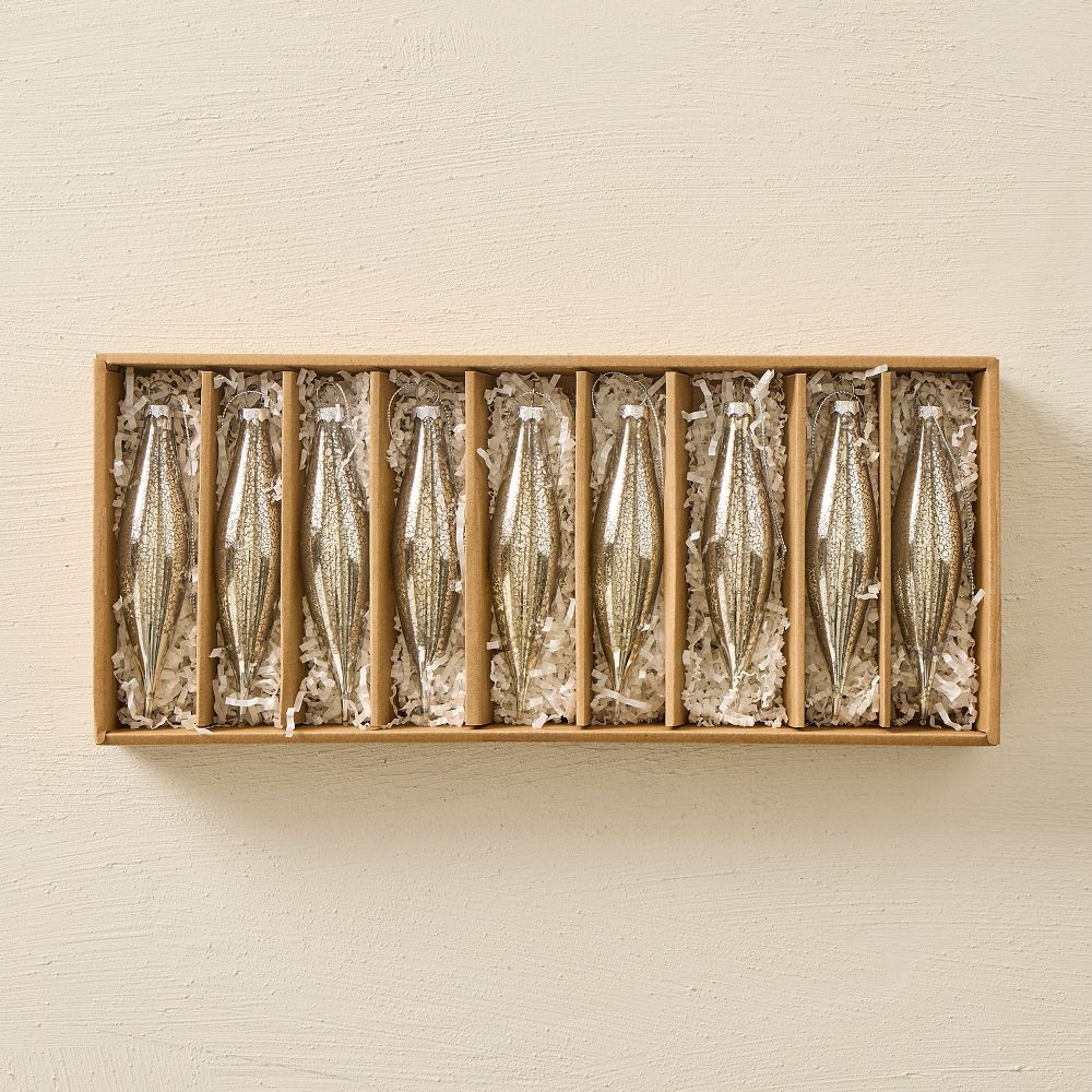 Medium Glass Marquise Ornaments (Set of 9) - Mercury | West Elm (US)