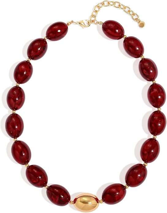 Chunky Beaded Necklace for Women Boho Statement Bead Necklace | Amazon (US)