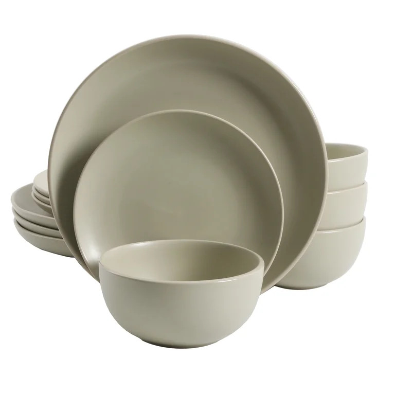Better Homes & Gardens Zuri Matte 12-Piece Dinnerware Set, Pistachio | Walmart (US)