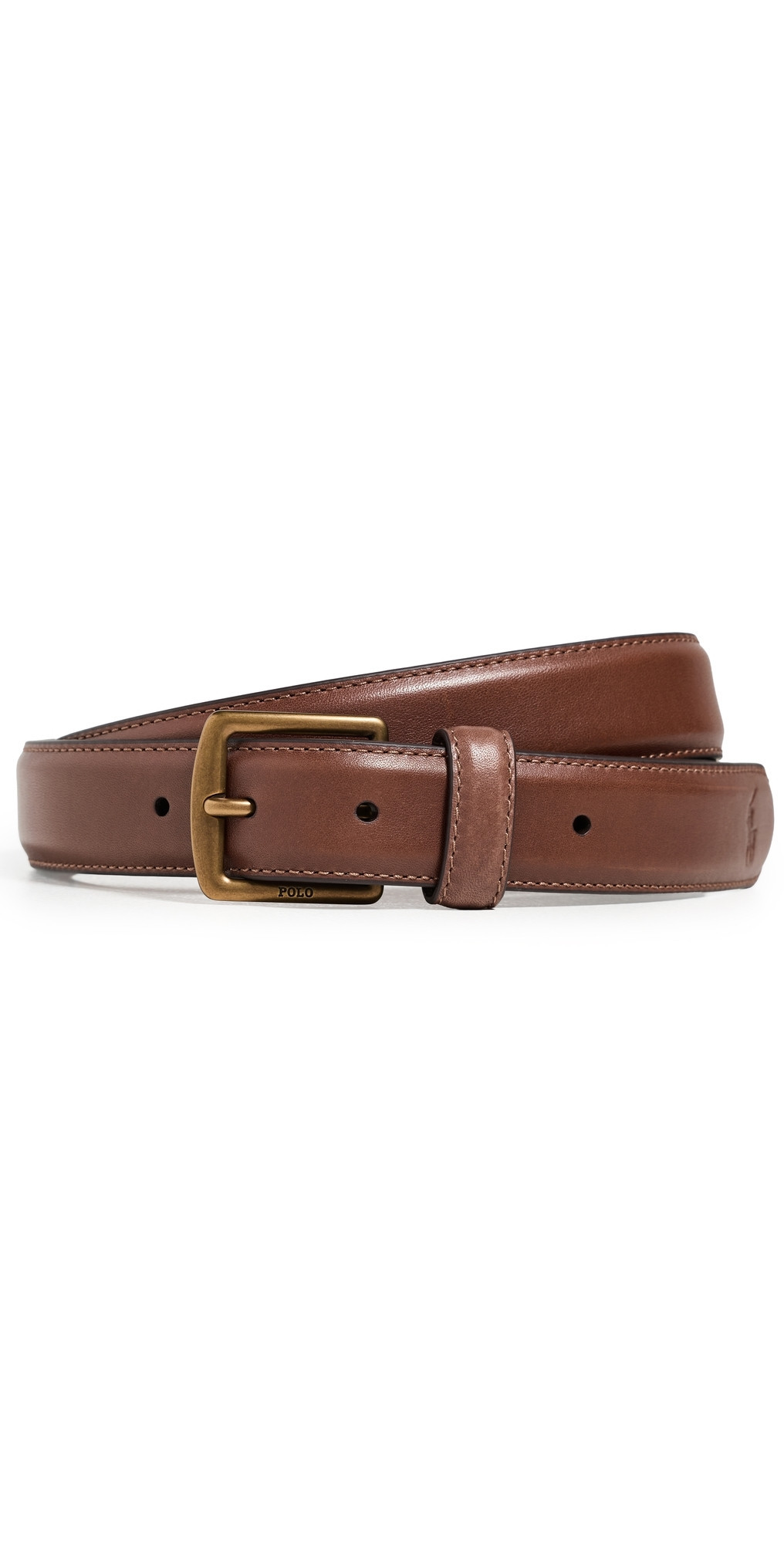 Polo Ralph Lauren Full-Grain Etched Leather Dress Belt Brown 32 | Shopbop