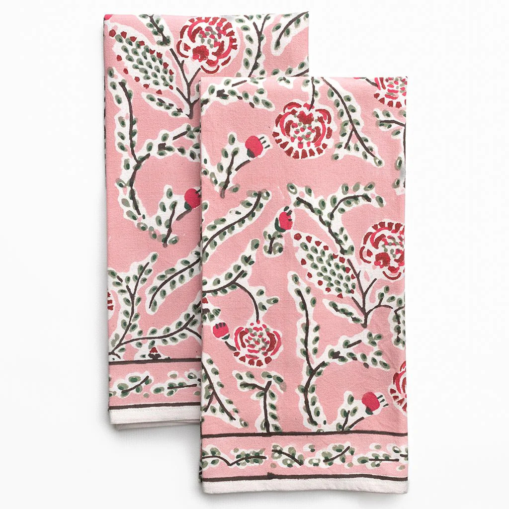 Climbing Dahlia Rose Tea Towels (Set of 2) | Pomegranate | Pomegranate