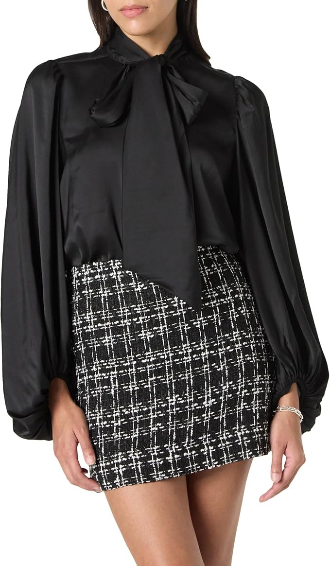 The Drop Women's Mindy Volumunious Sleeve Bow Blouse | Amazon (US)