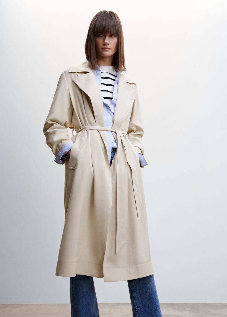 Flowy lapel trench -  Women | Mango USA | MANGO (US)