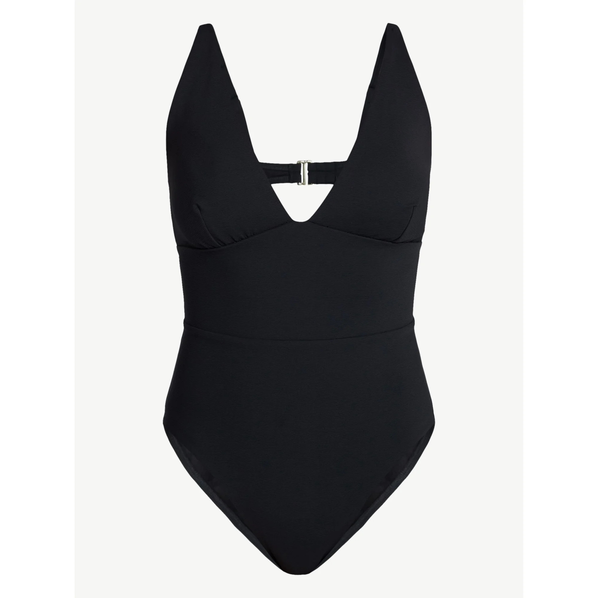 Time and Tru Women's and Women’s Plus Ribbed Plunge One-Piece Swimsuit, Sizes XS-3X | Walmart (US)