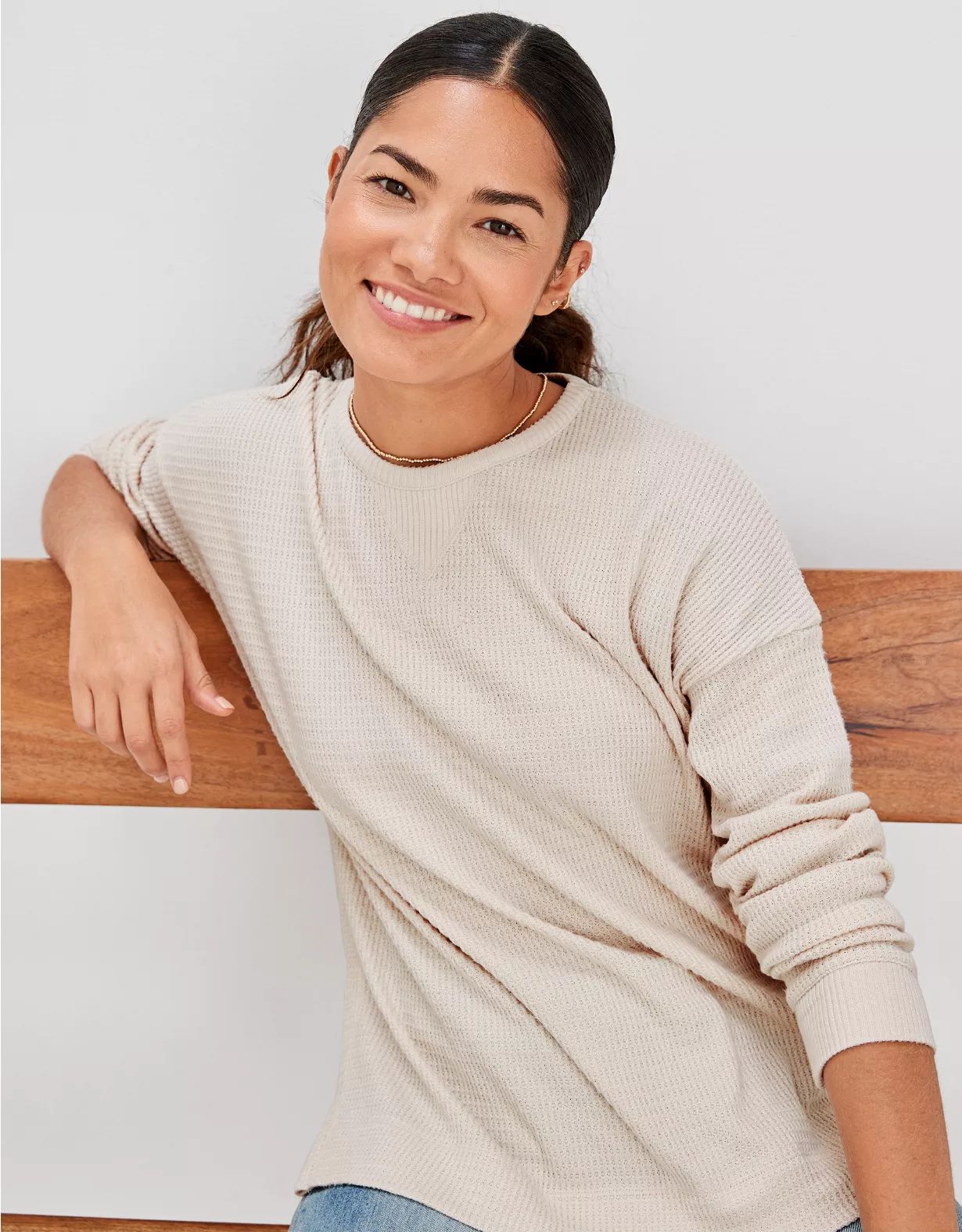 AE Oversized Long-Sleeve Plush T-Shirt | American Eagle Outfitters (US & CA)