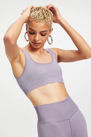 Shine Ribbed Bralette Dusty Violet001, Size 00/0 | Good American