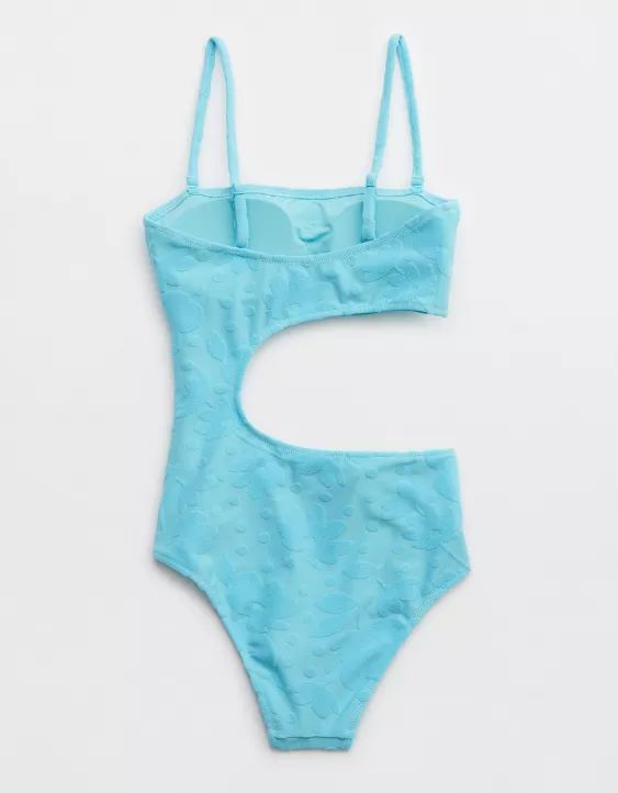Aerie Terry Cut Out Strapless One Piece Swimsuit | Aerie