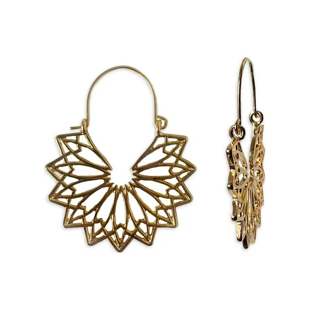 Time and Tru Women's Gold Filagree Boho Statement Earrings - Walmart.com | Walmart (US)