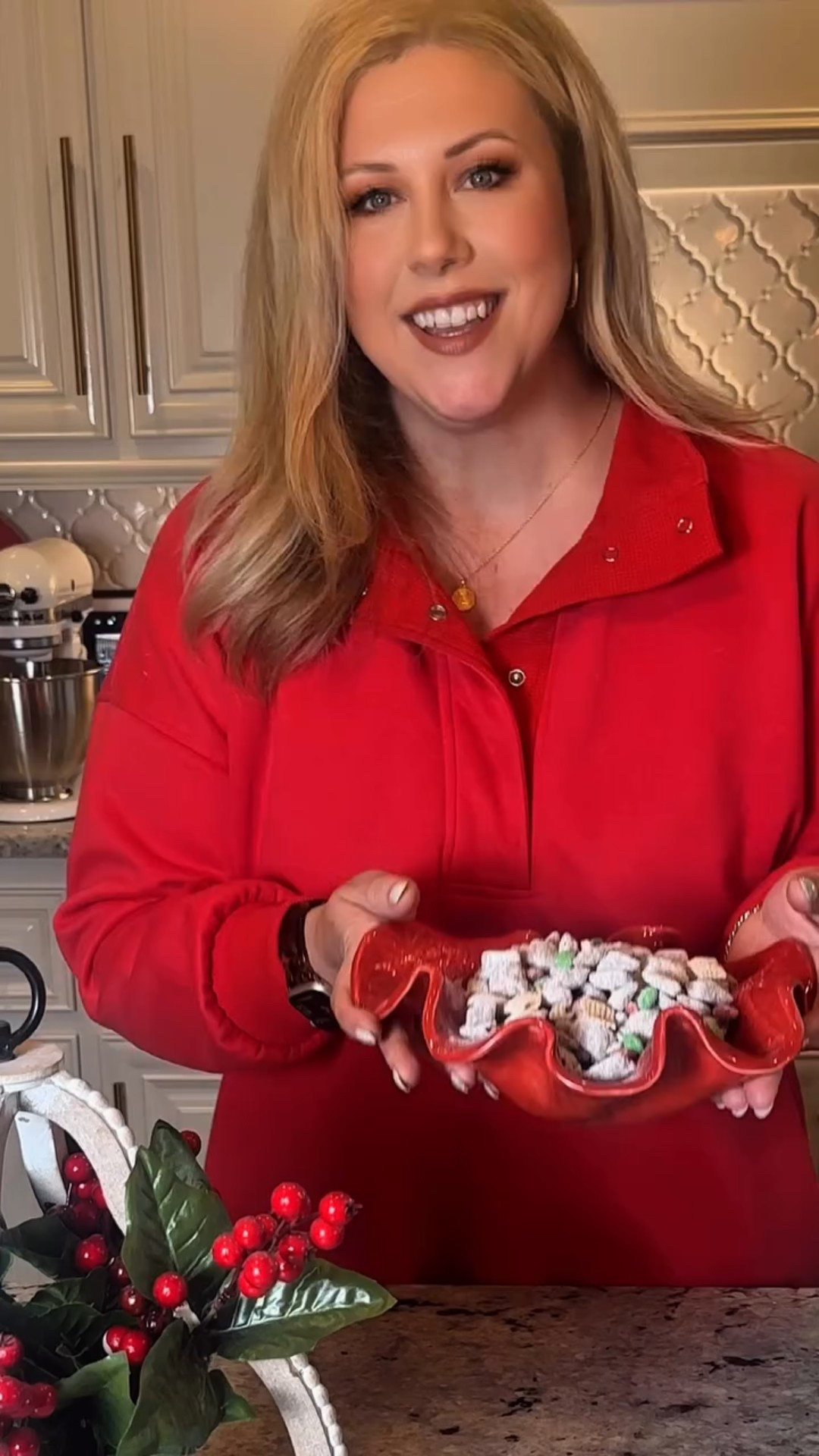 If you make one holiday snack this season, make Reindeer Chow 🎄

 It’s sweet, crunchy, wildly addictive, and comes together in minutes. Perfect for parties, cookie swaps, or gifting to friends and neighbors — just be sure to label it since it contains peanut butter for anyone with allergies 💛

REINDEER CHOW RECIPE

Ingredients
 • 1 box Chex cereal
 • 1 bag chocolate chips
 • 1 stick butter
 • 1 cup peanut butter
 • Powdered sugar
 • M&Ms
 • Festive sprinkles

Instructions
Melt chocolate chips, butter, and peanut butter together until smooth.Pour over Chex cereal in a very large bowl and gently toss to coat.Transfer to a large bag, add powdered sugar, and shake until fully coated.Spread onto a parchment-lined baking sheet.Fold in M&Ms and festive sprinkles.Let set… then enjoy (or package up for gifting).

Sweet, simple, and always a crowd favorite ✨

#christmasrecipes #christmascandy #sweettreat #puppychow #muddybuddies #peanutbutter