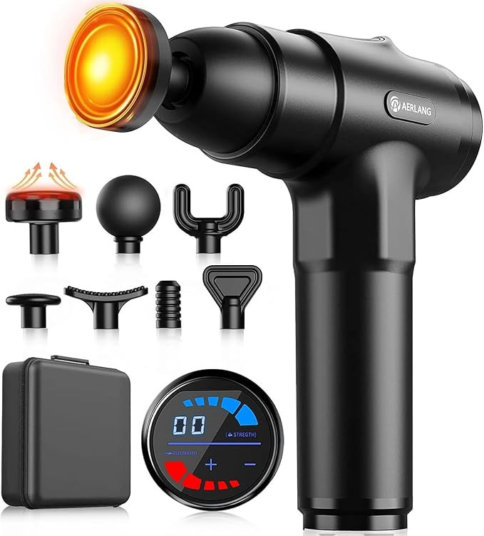 AERLANG Massage Gun with Heat Deep Tissue Back Massager Neck Massager for Pain Relief,Muscle Perc... | Amazon (US)