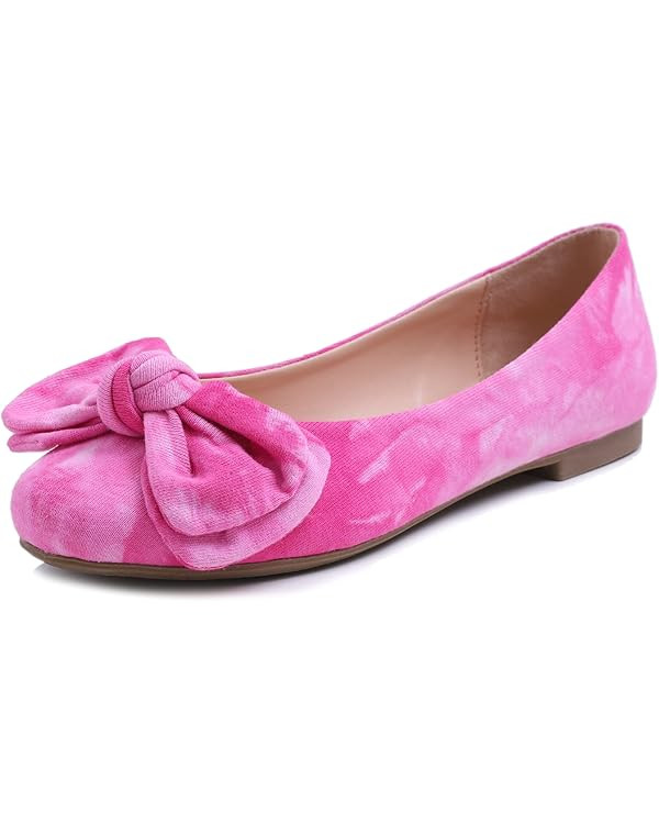 Feversole Women's Round Toe Cute Bow Trim Ballet Flats | Amazon (US)