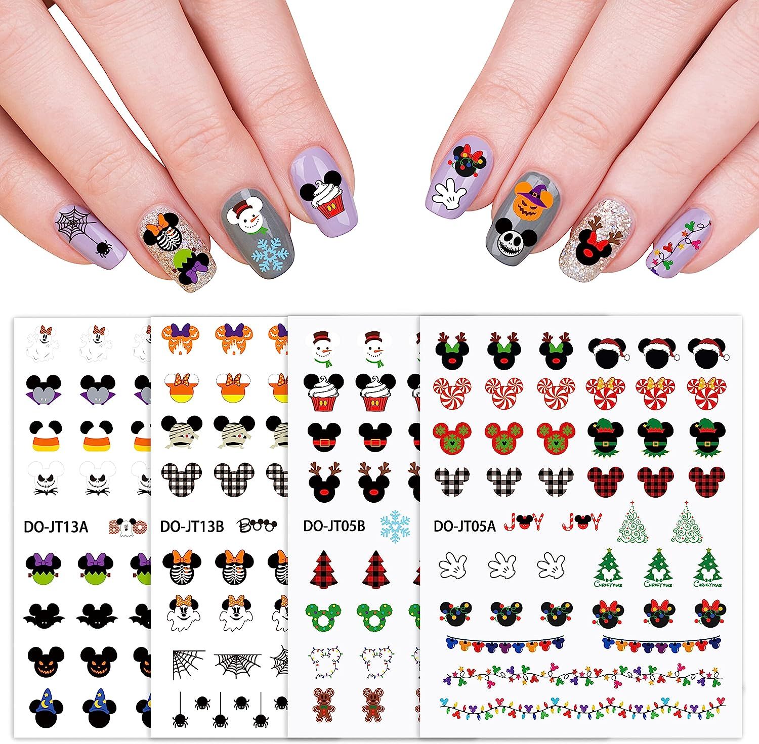 Amazon.com: Halloween Christmas Mouse Inspired Nail Stickers,3D Nail Art Tattoo Decals DIY Nail... | Amazon (US)