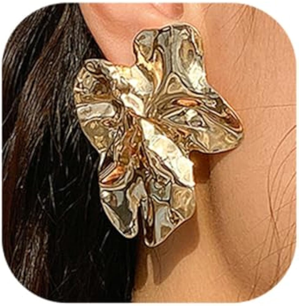 Chargances Bohemian Geometric Gold Statement Earrings Exaggerated Irregular Flower Large Earrings... | Amazon (US)