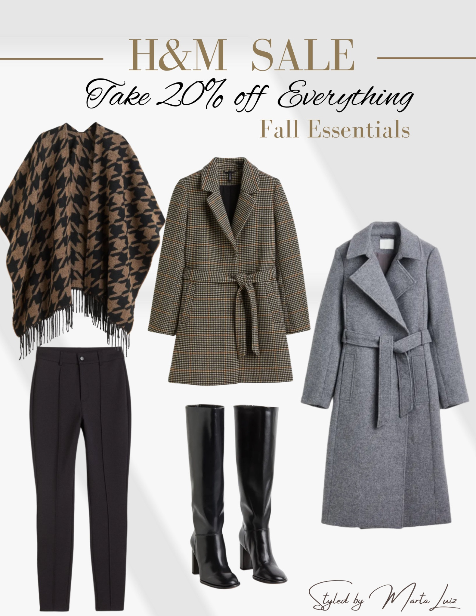 Labor Day  Sale | H&M sale picks for fall - take 20% everything |  H&M Belt coat | H&M  Knee-High Boots | H&M Poncho | H&M plaid Coat 

#LTKSeasonal #LTKstyletip #LTKsalealert