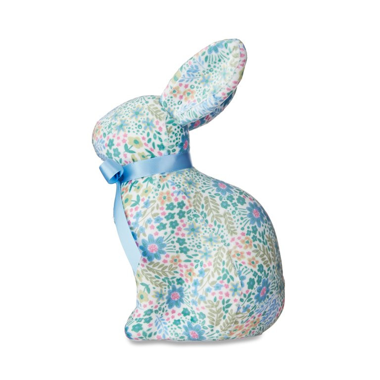 Easter Blue Floral Bunny Decor, 9.5 in, by Way To Celebrate - Walmart.com | Walmart (US)