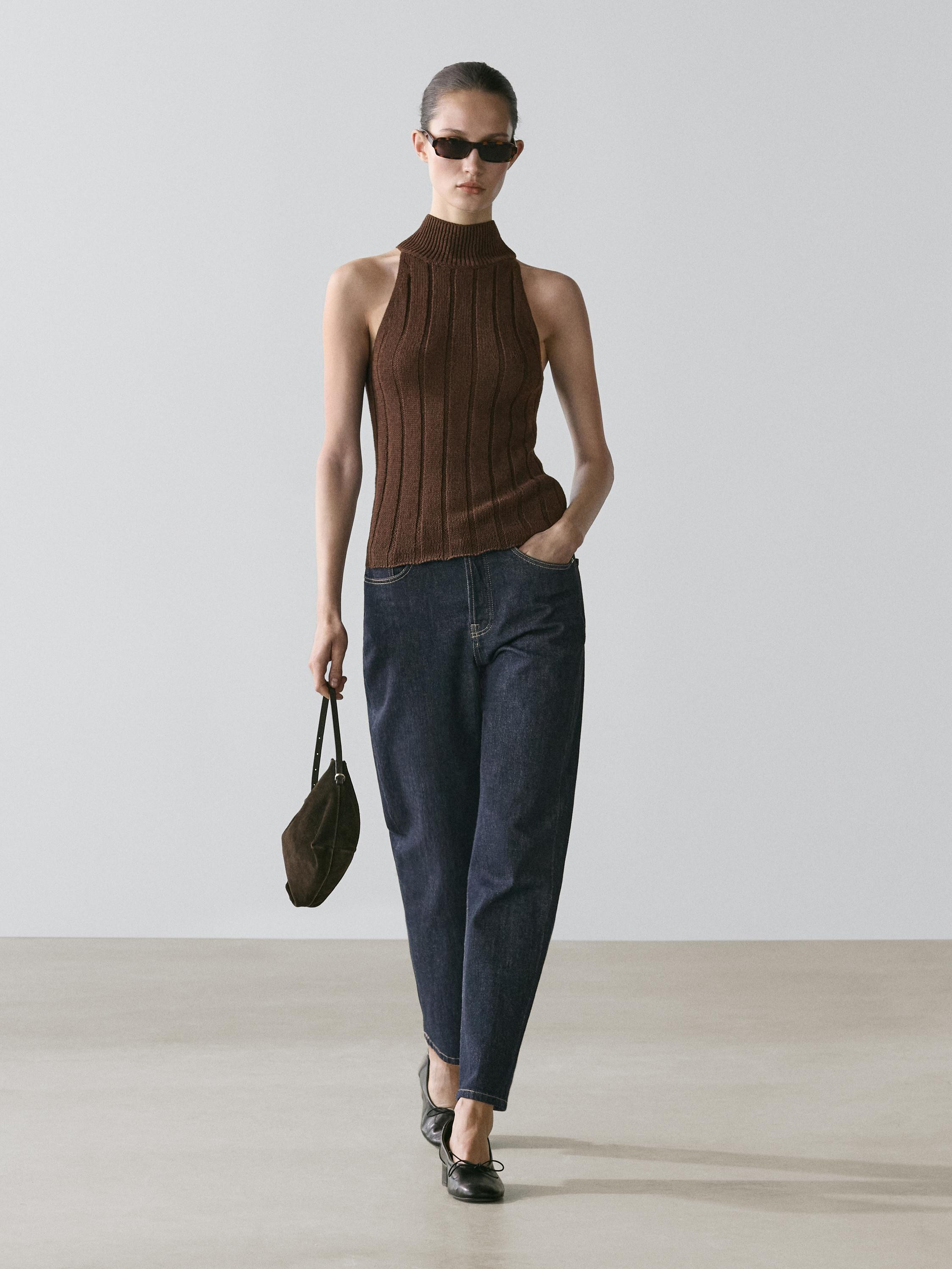 Top halter mezcla algodón | Massimo Dutti US