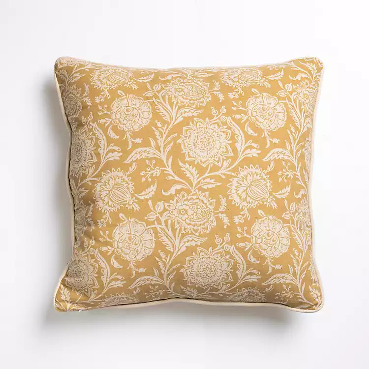New! Mustard Stitched Blossoms Pillow | Kirkland's Home