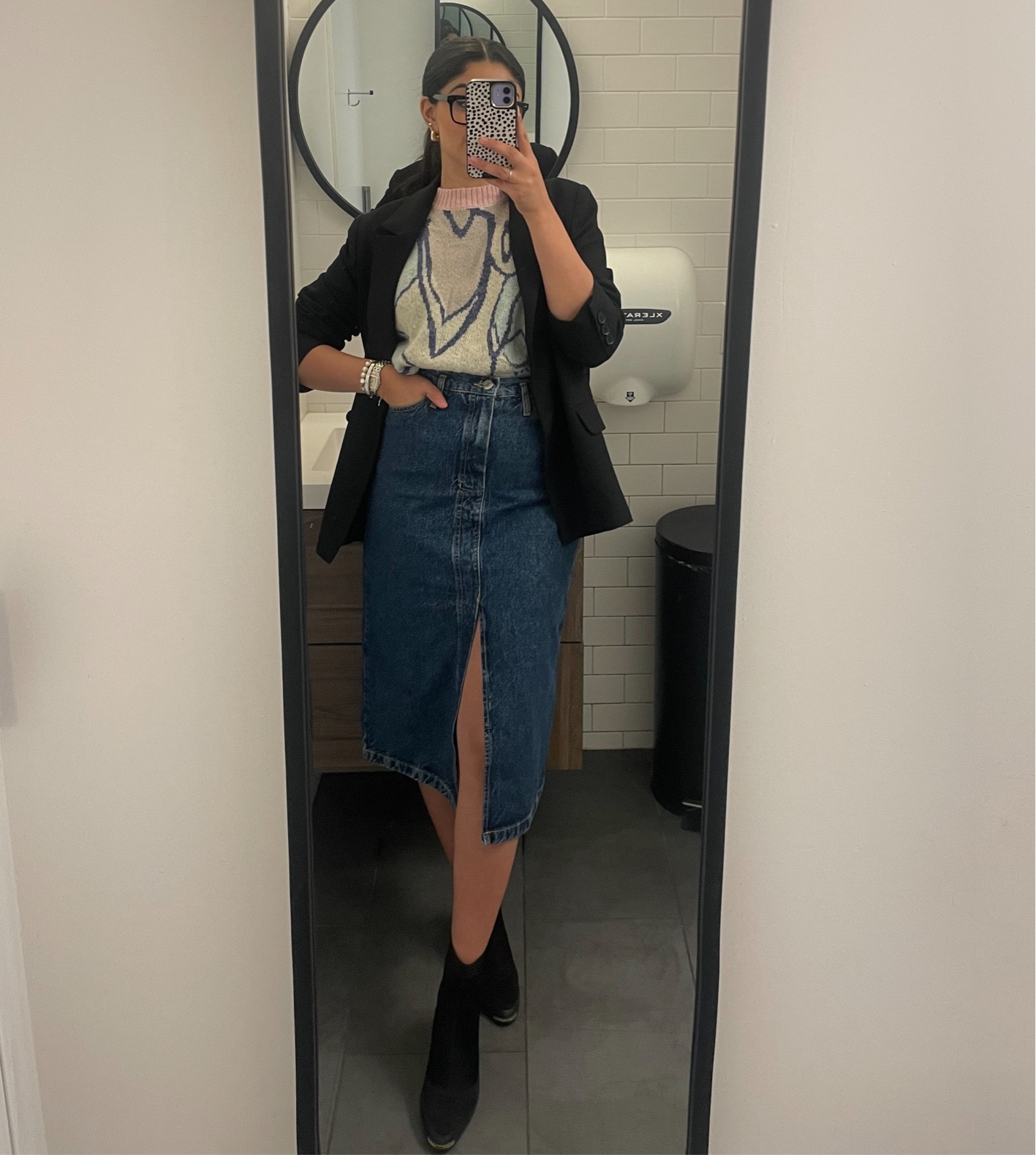 One of my favorite capsule wardrobe work outfits 🫶🏼 #denimskirt #midiskirt #blazer #jacquardknitsweater #sweatervest

#LTKFind #LTKstyletip #LTKfit