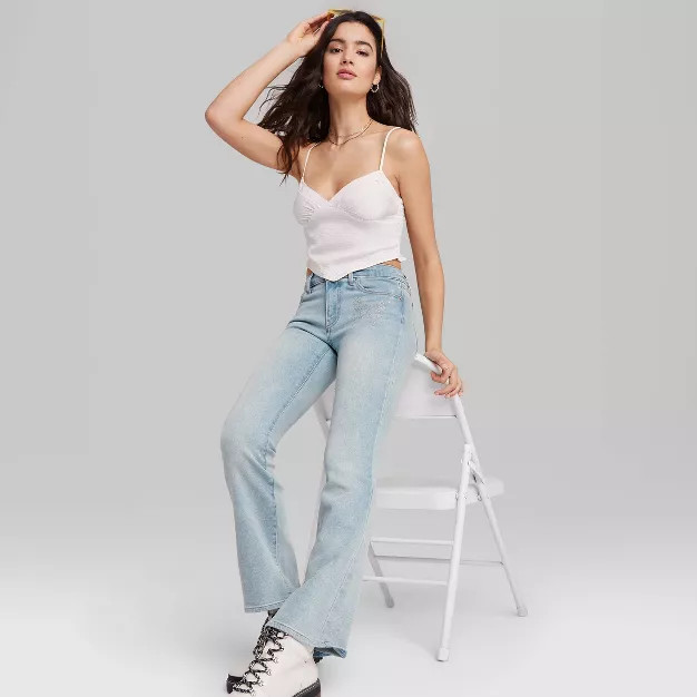Women's Low-Rise Crystal Butterfly Bootcut Jeans - Wild Fable™ Light Wash | Target