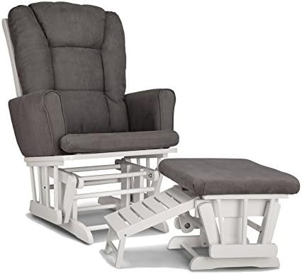 Graco Sterling Semi-Upholstered Glider and Nursing Ottoman, White/Gray Cleanable Upholstered Comf... | Amazon (US)