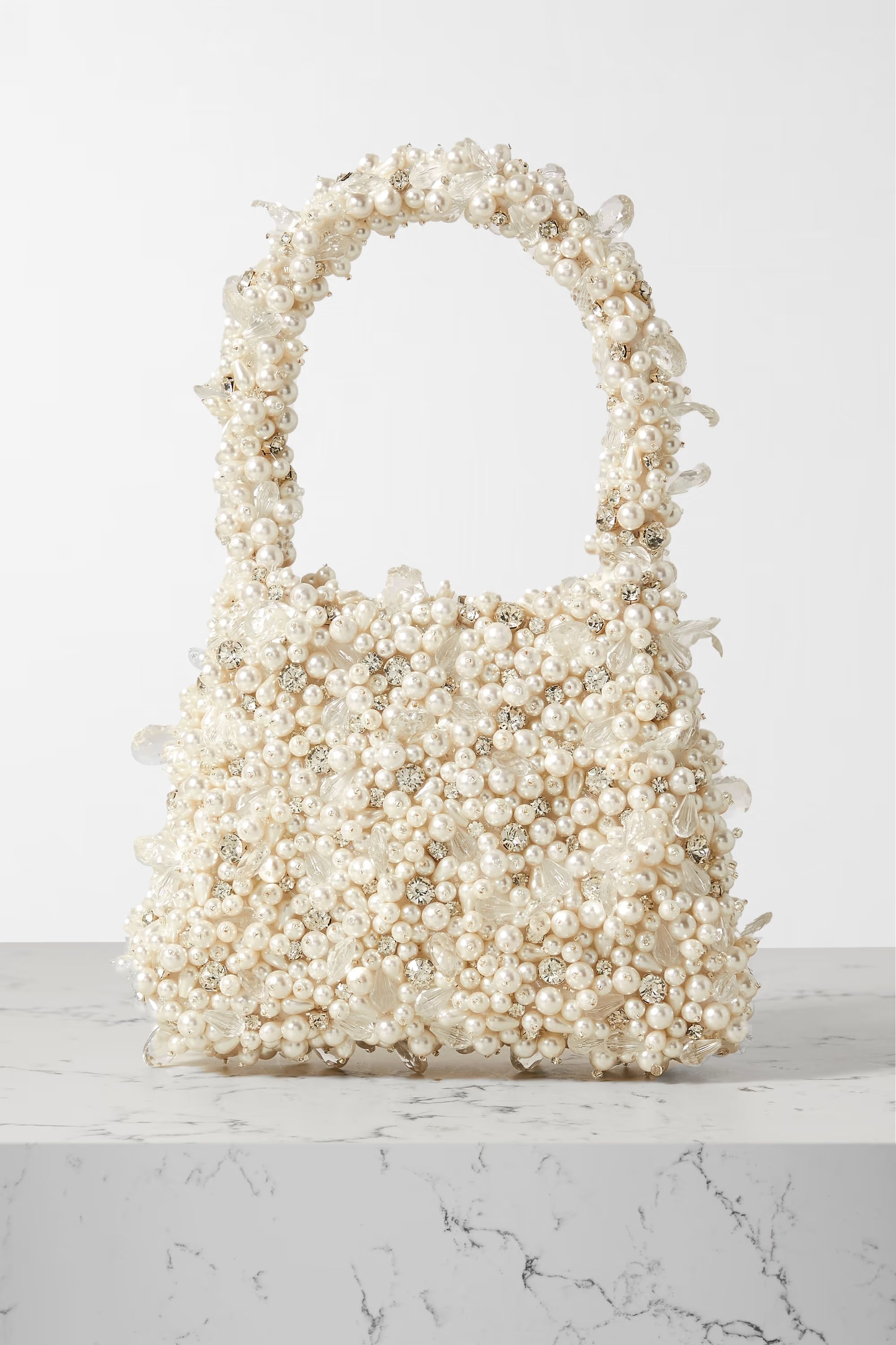 Crystal Pearl embellished tulle shoulder bag | NET-A-PORTER (UK & EU)