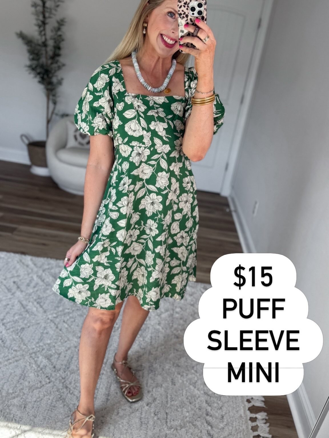 Green floral mini dress on sale!

#LTKSaleAlert