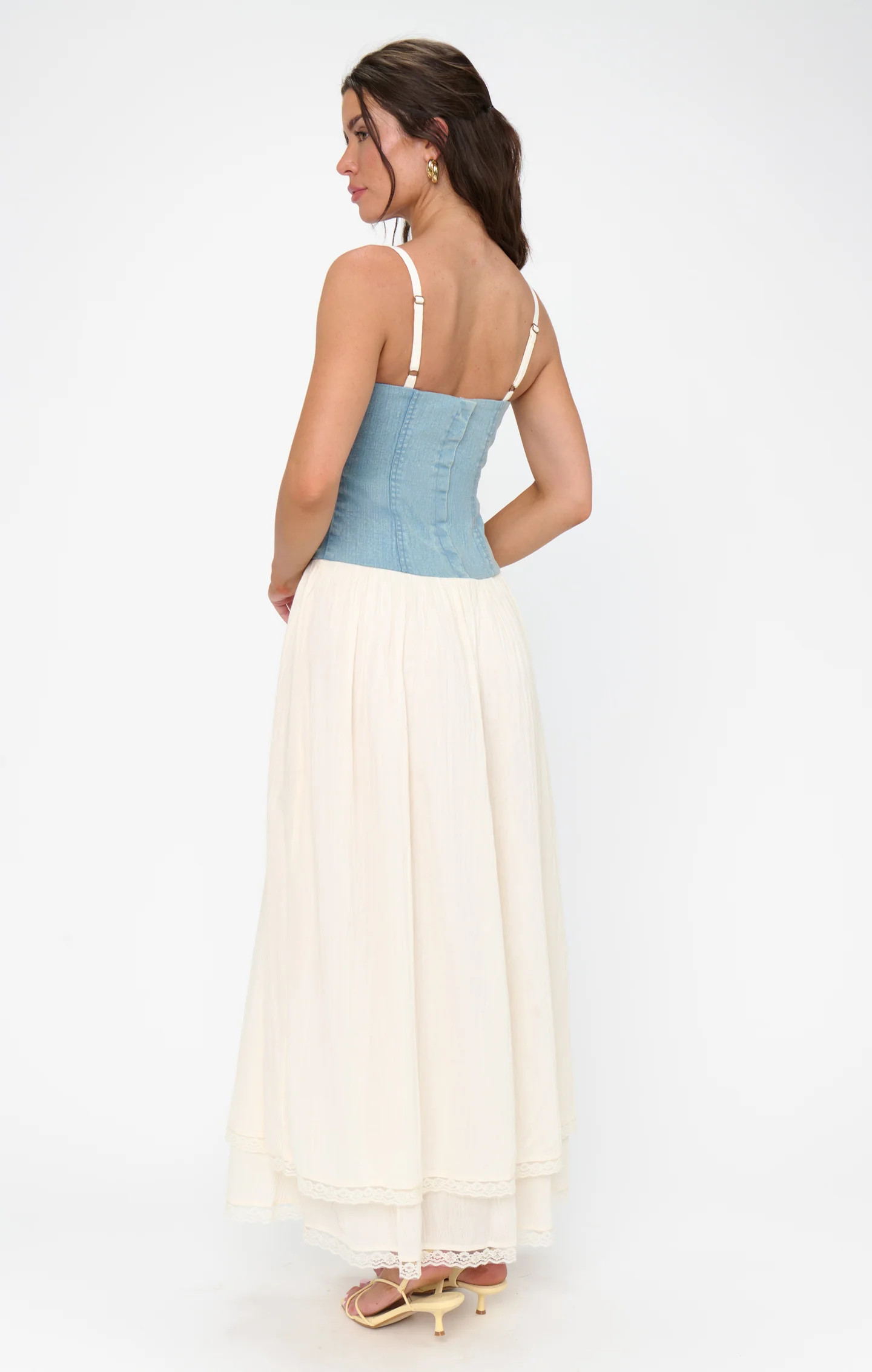 Tiffany Maxi Dress ~ Light Indigo with Cream Voile | Show Me Your Mumu