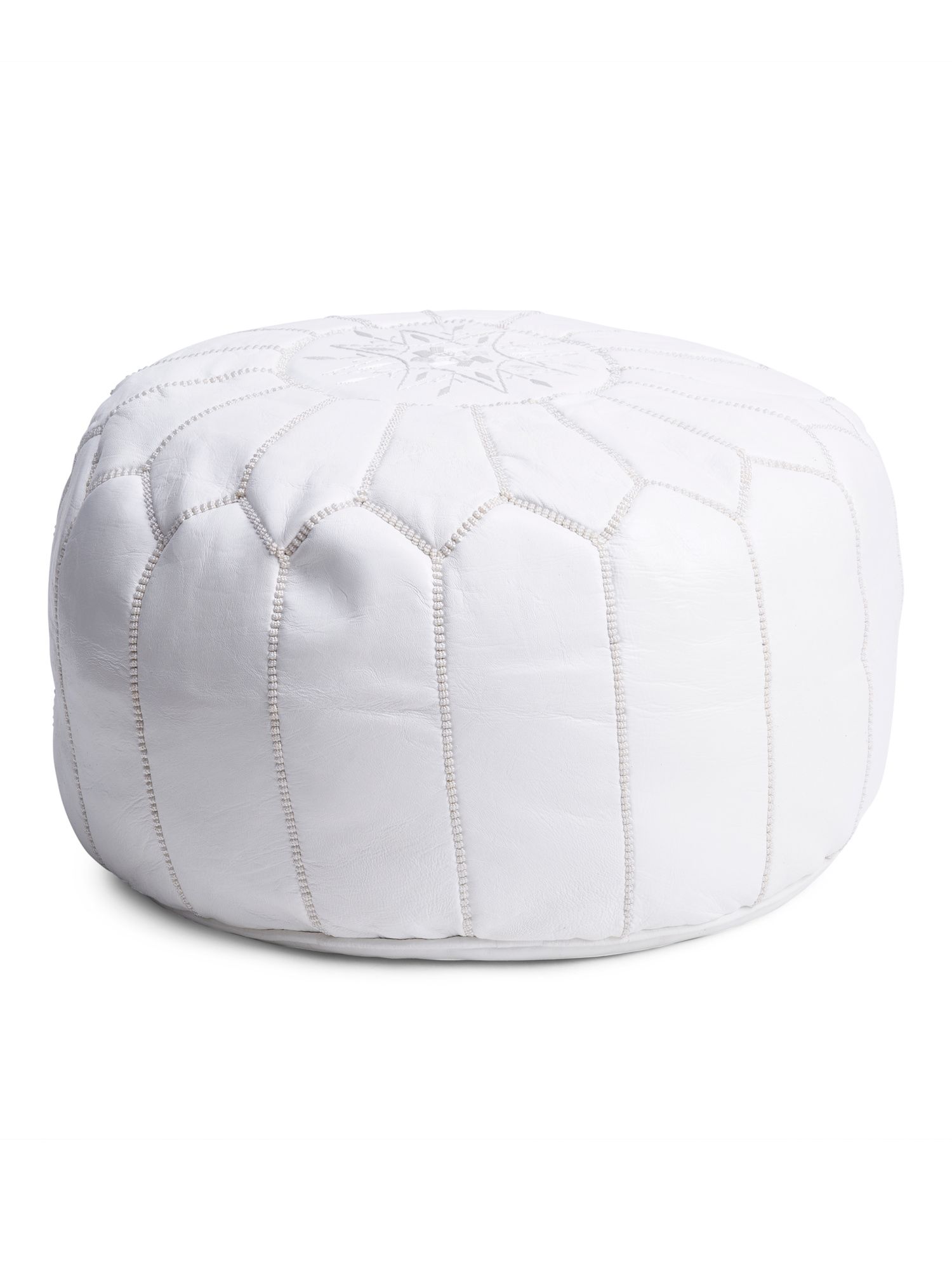 Made In Morocco Hand Stitched Leather Pouf | TJ Maxx