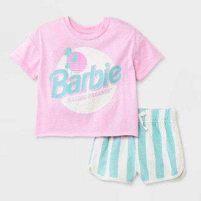 Toddler Girls' Barbie Top and Bottom Set - Pink | Target