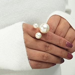 Vintage Pearl Ring Stacking Pearl Cluster Rings Adjustable Open Pearl Full Finger Ring Trendy Per... | Amazon (US)